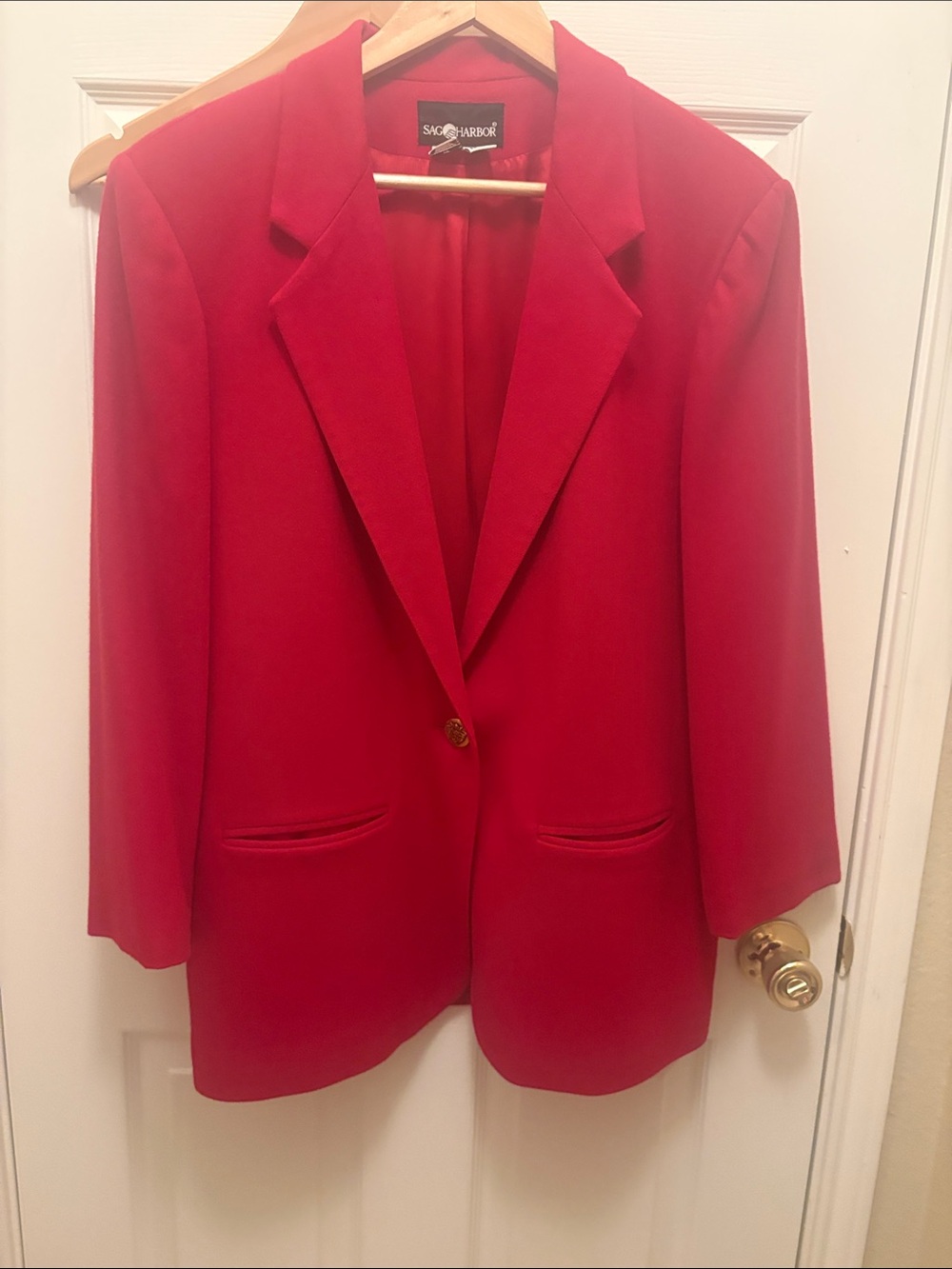 Sag Harbor Red Single-Button Tailored Pure Wool Blazer A090